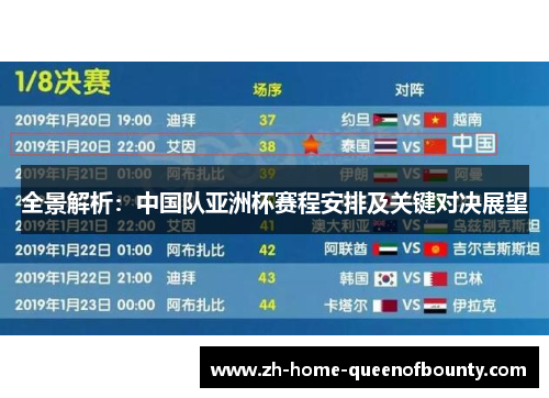 全景解析：中国队亚洲杯赛程安排及关键对决展望